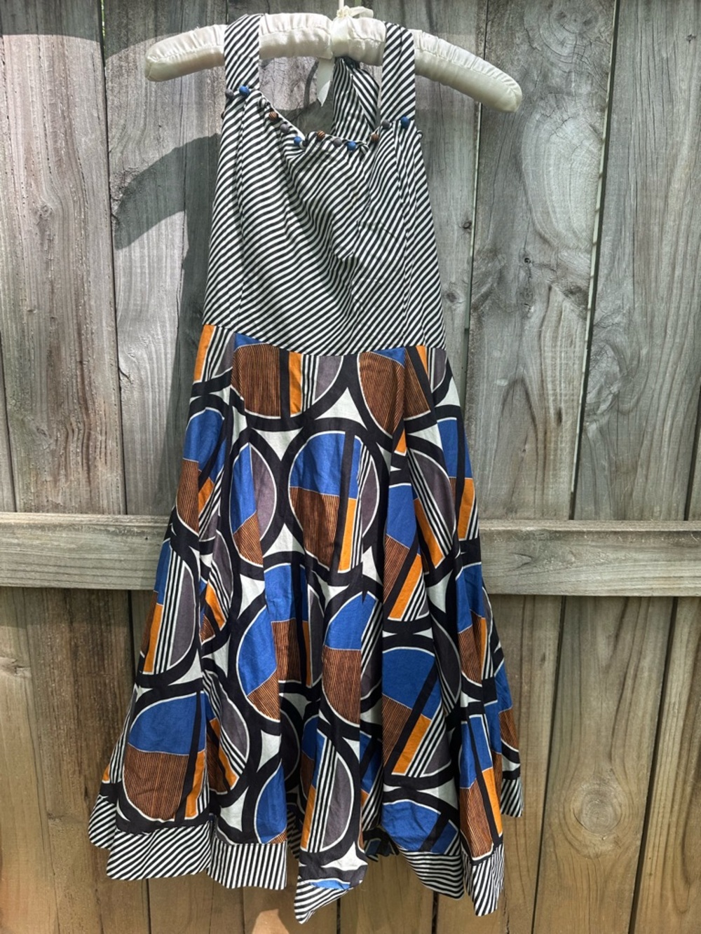 J. Peterman cotton tan and black dress